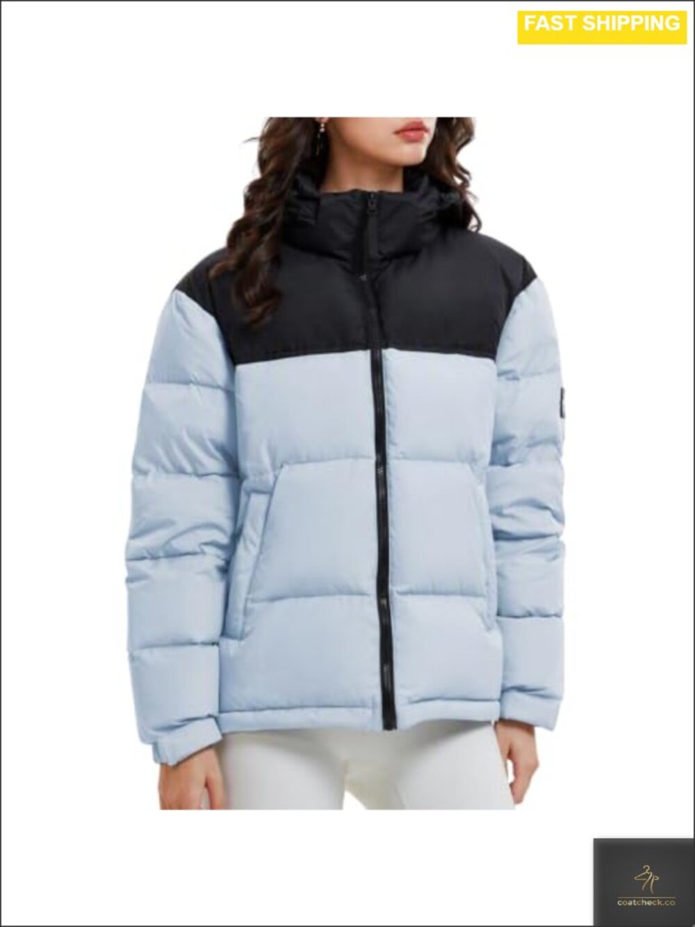 800 Fill Down Puffer Jacket with Hood Zip Pockets Winter Coat